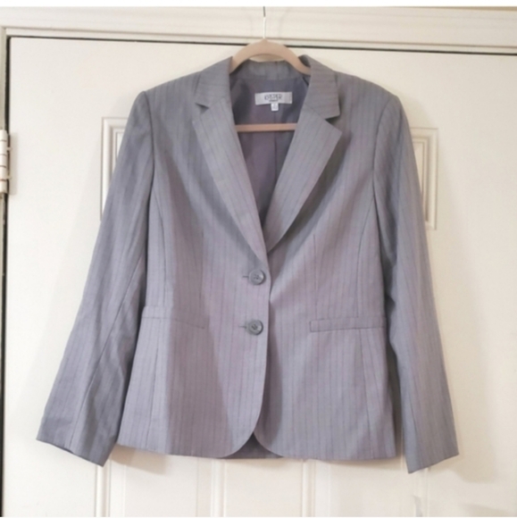 Kasper Gray Pinstripe Blazer Womens Jacket NWT 12 - Picture 4 of 7